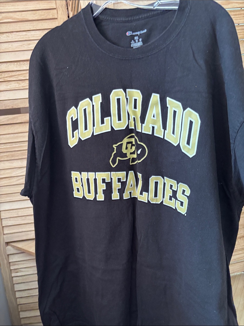 Champion Black Colorado Buffaloes Graphic Tee with Gold Lettering XXL
